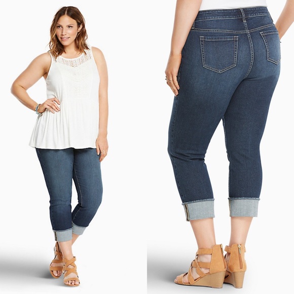 torrid Denim - torrid dark wash raw hem boyfriend jeans 0641